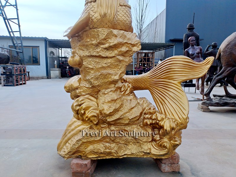 bronze Golden mermaid statue details