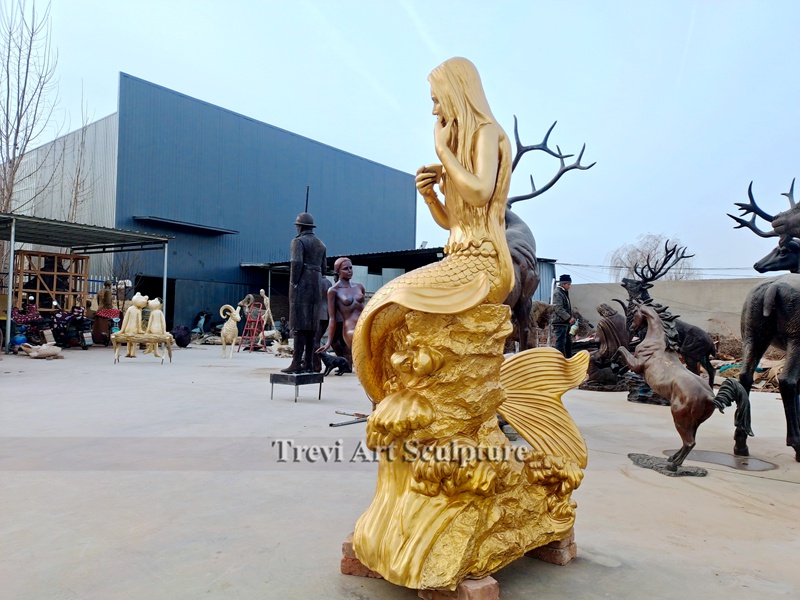 bronze Golden mermaid statue for sale