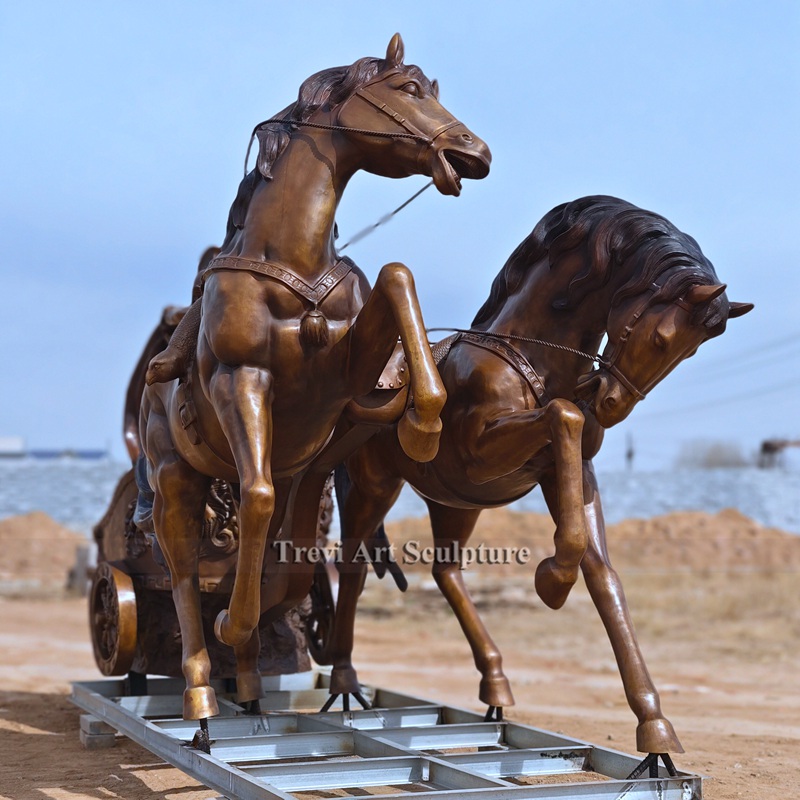 bronze Horse-drawn chariot sculpture