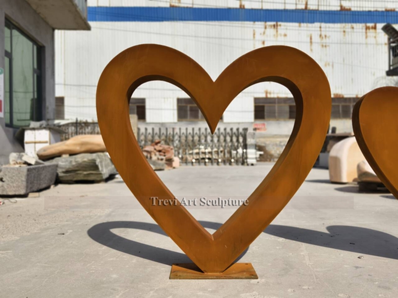 corten steel heart sculpture