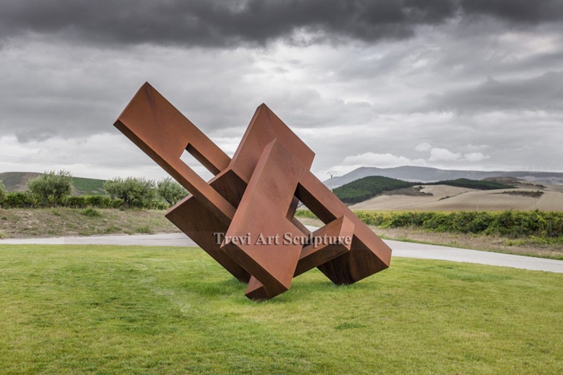 outdoor large corten steel sculpture