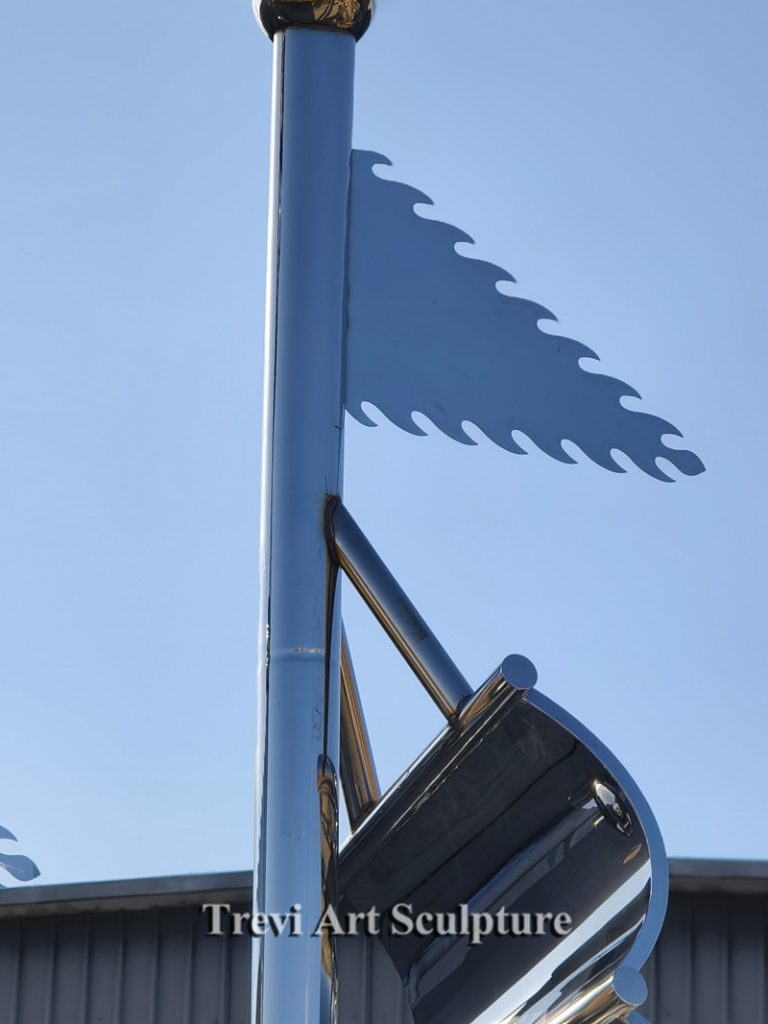 stainless steel sailboat sculpture details 2