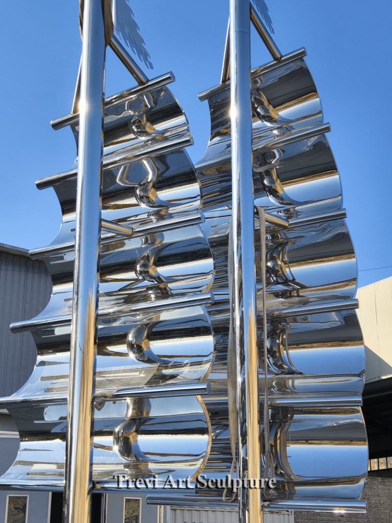 stainless steel sailboat sculpture details 3