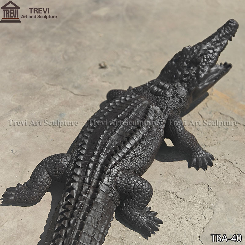Bronze Crocodile statue for poolside decor