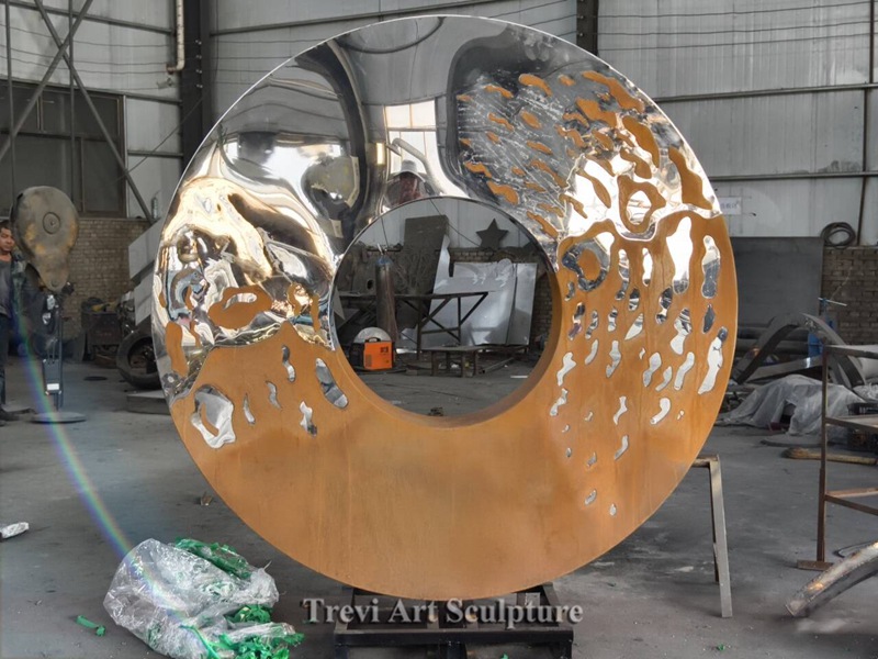 Stainless and corten steel sculpture