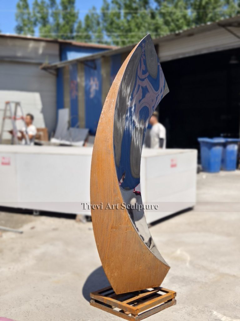 abstract Stainless and corten steel sculpture