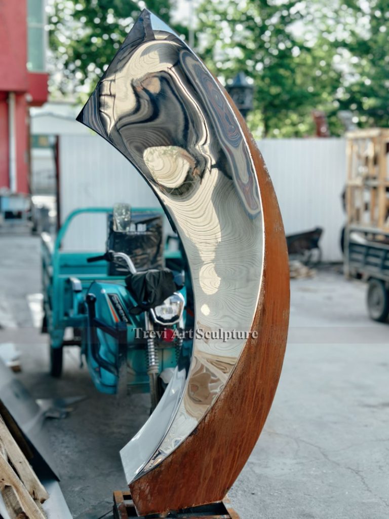 abstract Stainless and corten steel statue
