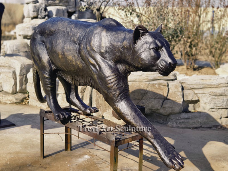 black bronze mountain lion statue
