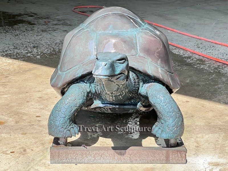 blue Bronze turtle sculpture for garden