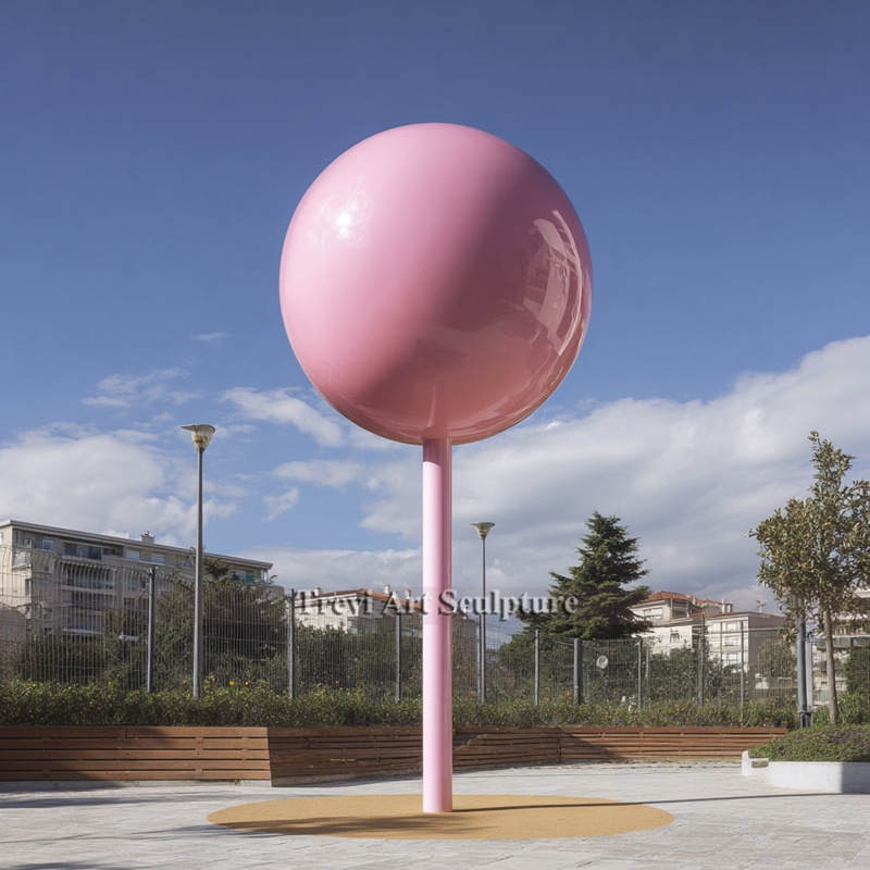 Pink lollipop sculpture