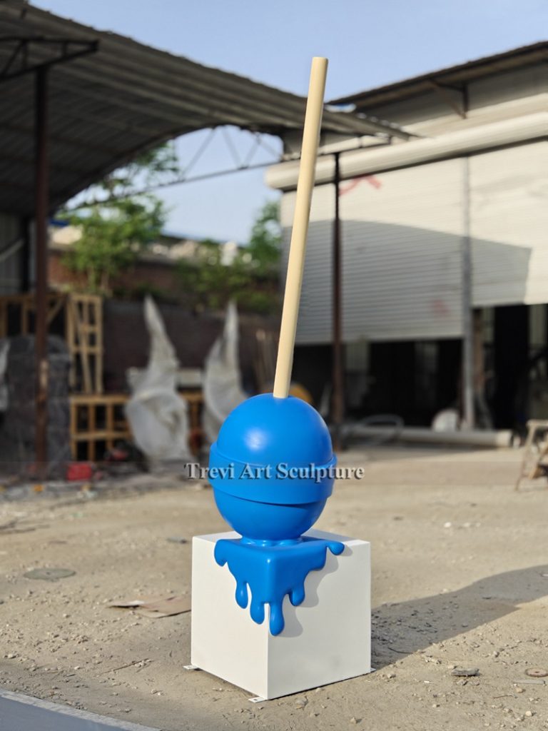 blue lollipop sculpture