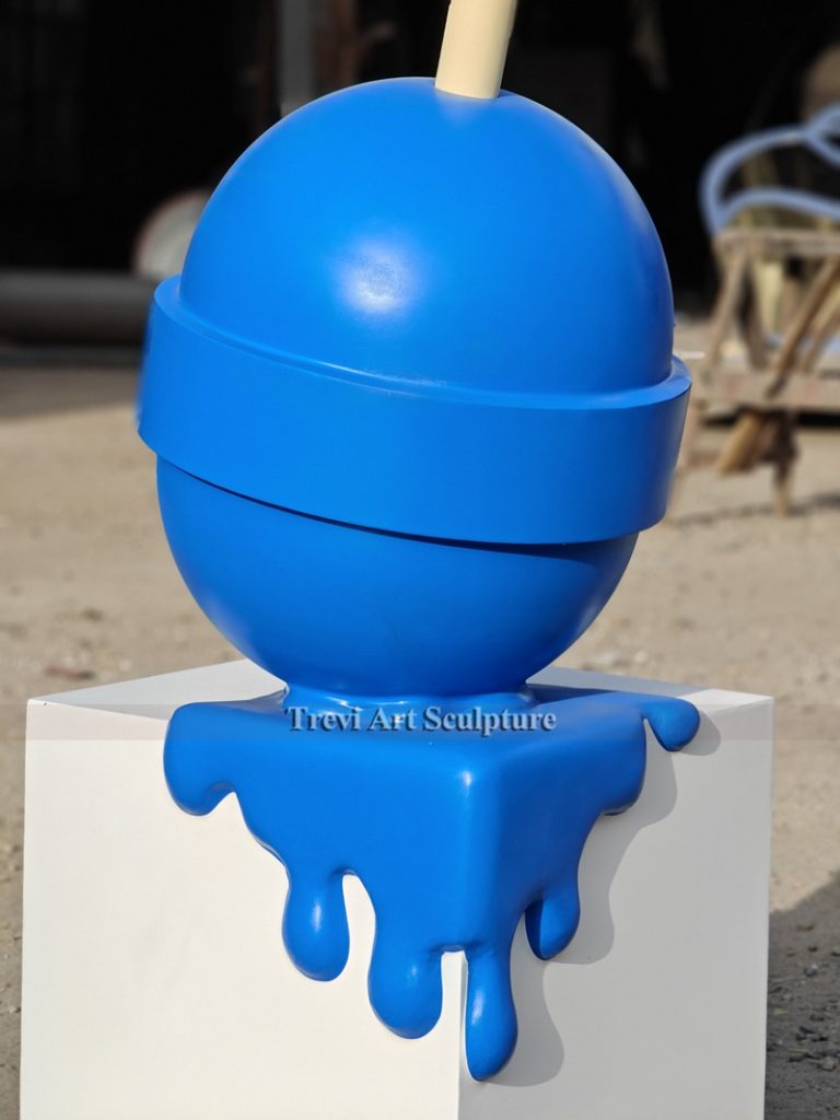 blue stainless steel lollipop sculpture