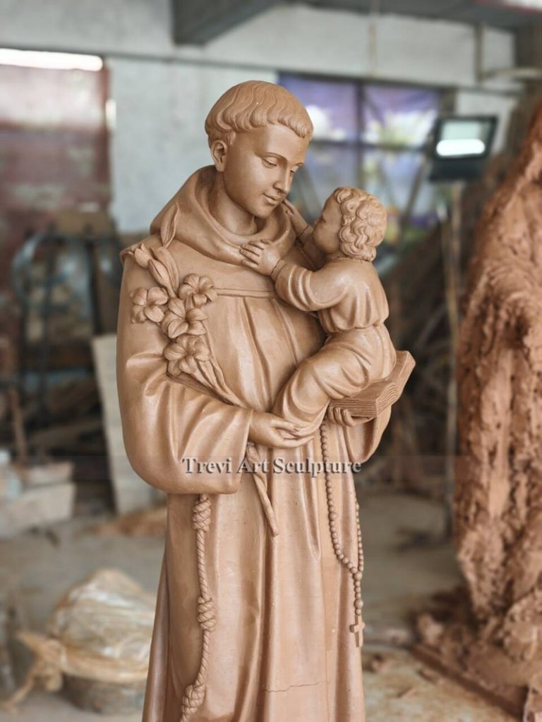 large bronze st anthony statue holding baby jesus clay model