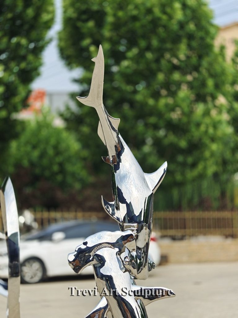 polished Stainless Steel Hammerhead Shark Sculpture