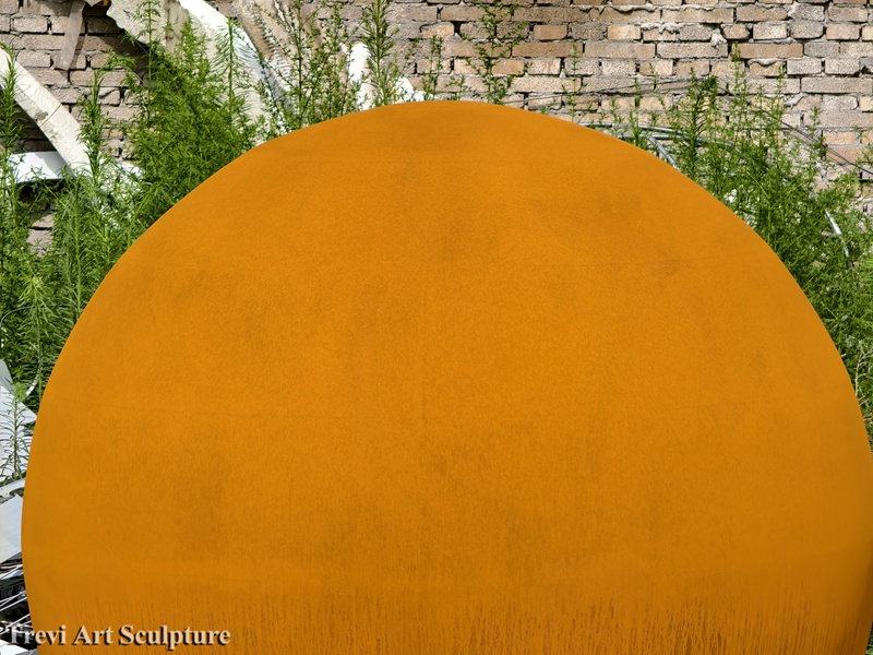 corten steel sphere detail