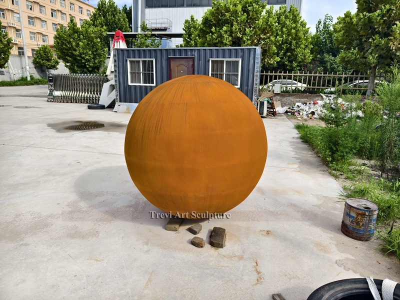 corten steel sphere statues