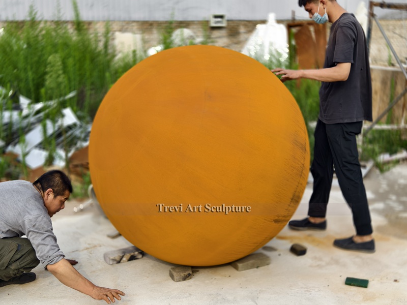 corten steel sphere outdoor
