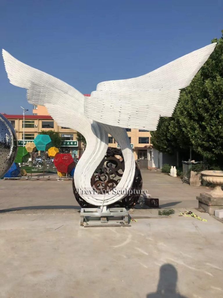Large white Metal ribbon sculpture