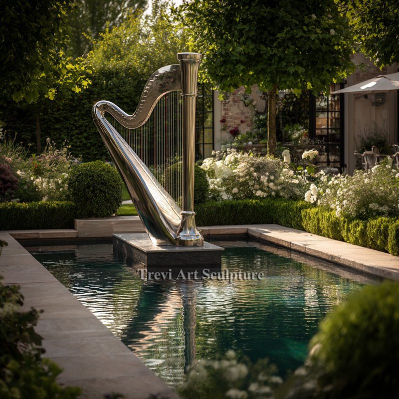 harp water fountain design 1