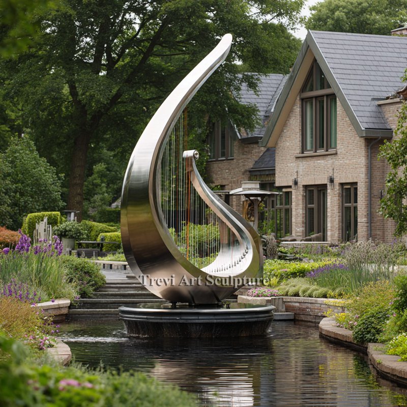 harp water fountain design 2
