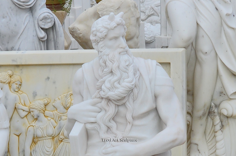 marble moses with horns statue detail
