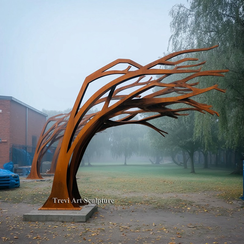 Corten steel tree branch sculpture