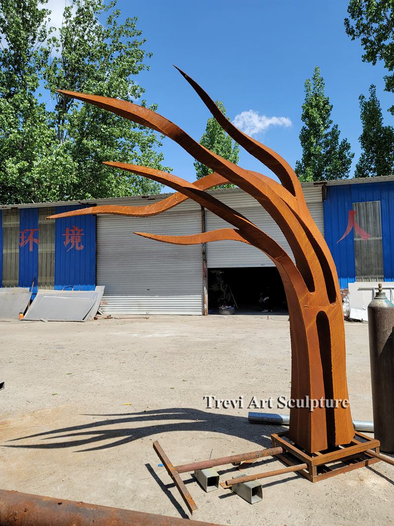 outdoor Corten steel tree branch sculpture