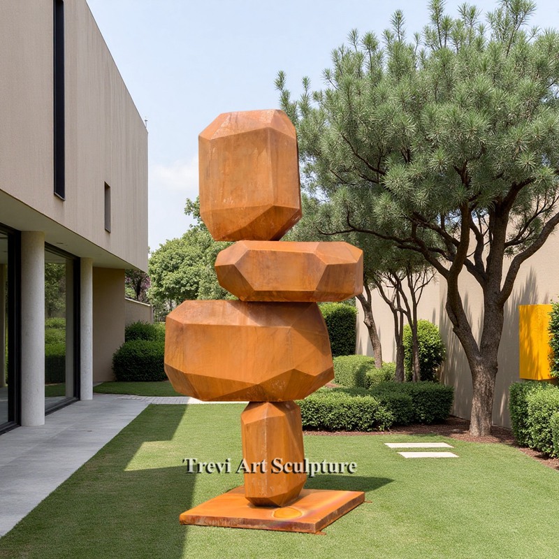 5 feet Corten steel rock garden sculpture