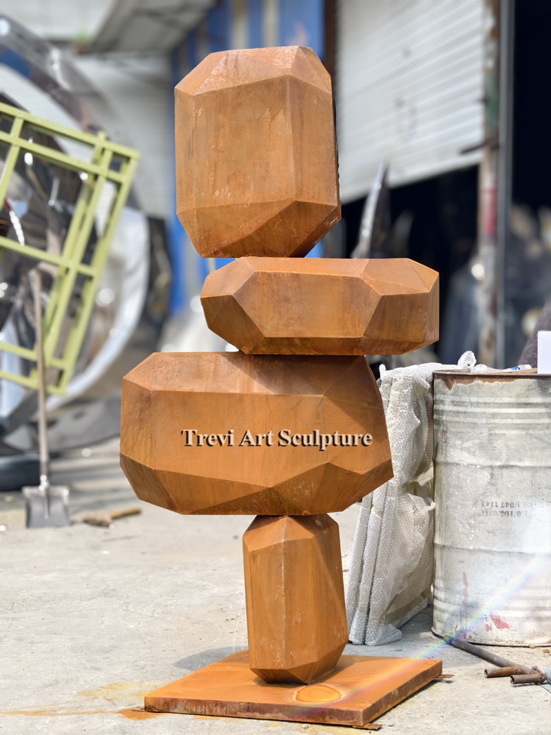 5 feet Corten steel rock sculpture for sale