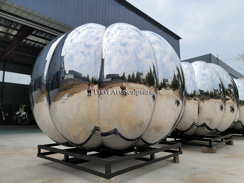 Stainless steel pumpkin sculpture