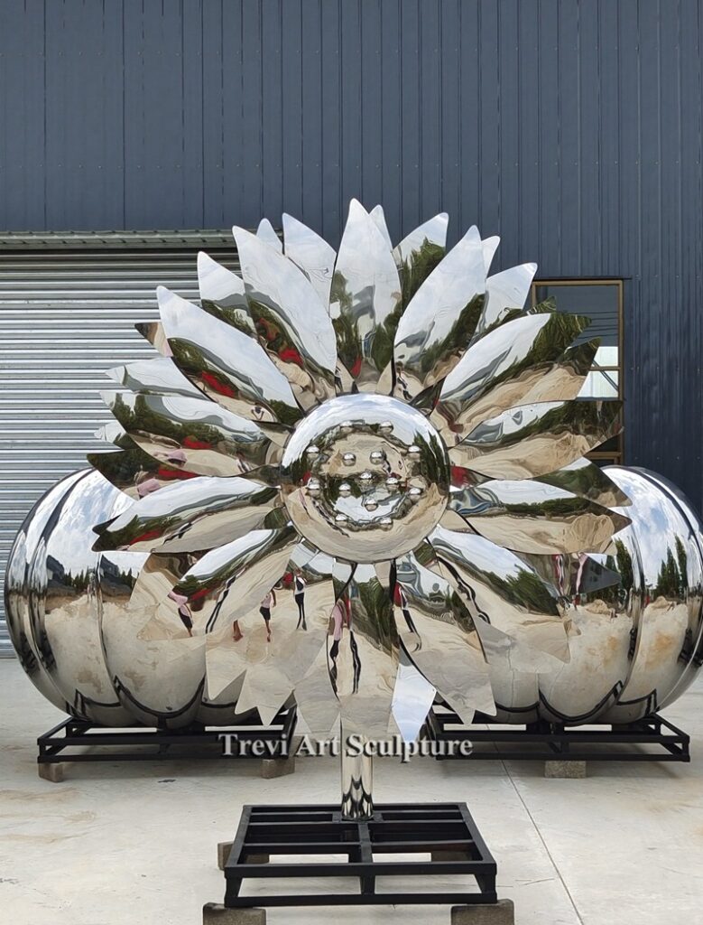 Stainless steel sunflower sculpture