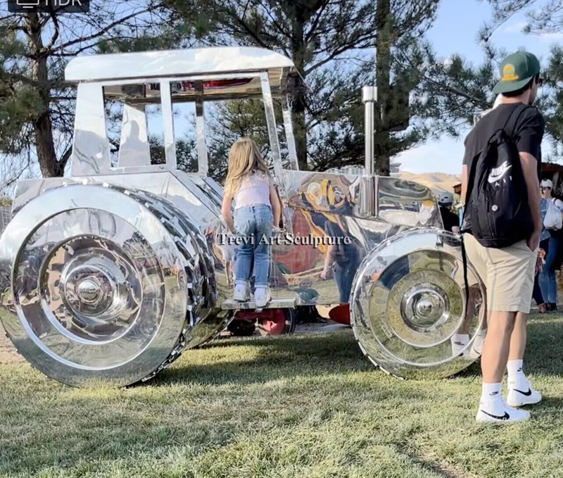 Stainless steel tractor sculpture feedback