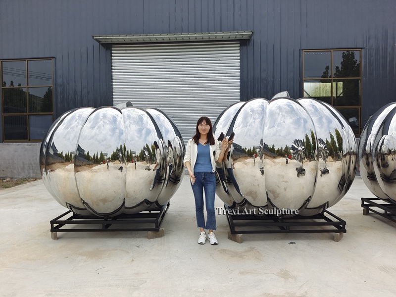 large Stainless steel pumpkin sculpture