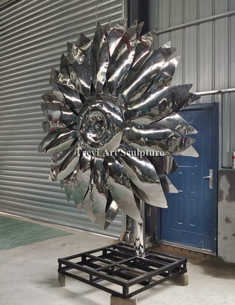 large Stainless steel sunflower sculpture