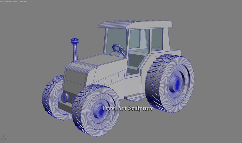tractor sculpture 3d drawing