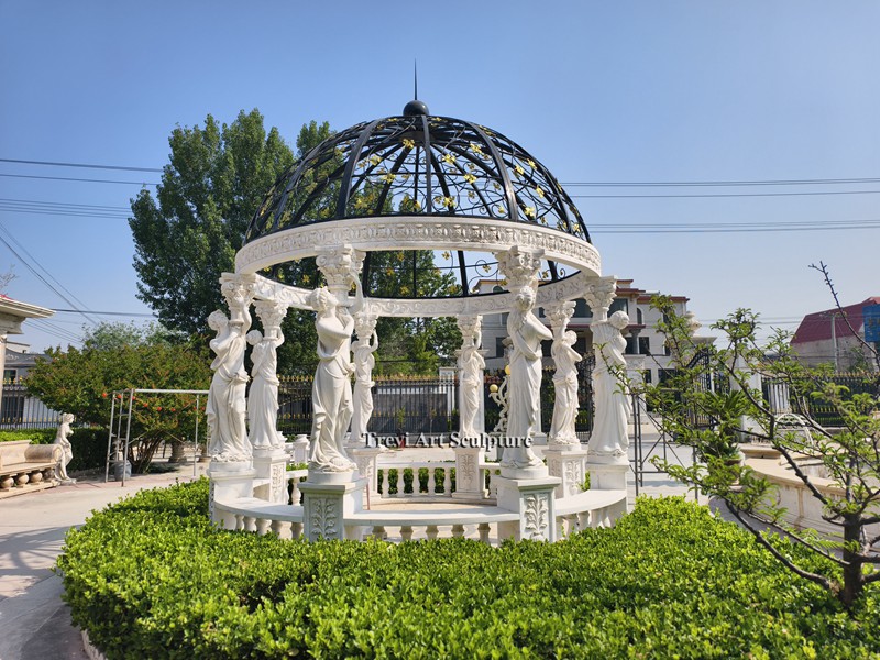 white marble female column gazebo