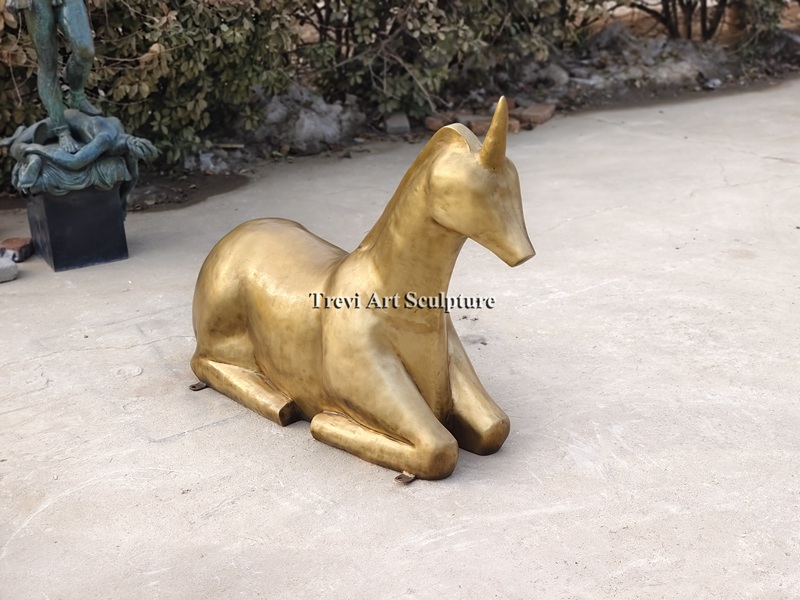 bronze abstract unicorn statue