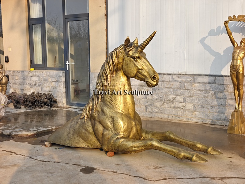 brass unicorn statue
