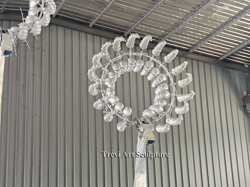 Large stainless steel kinetic wind art sculpture detailspark