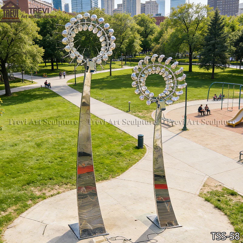 Large stainless steel kinetic wind art sculpture for park
