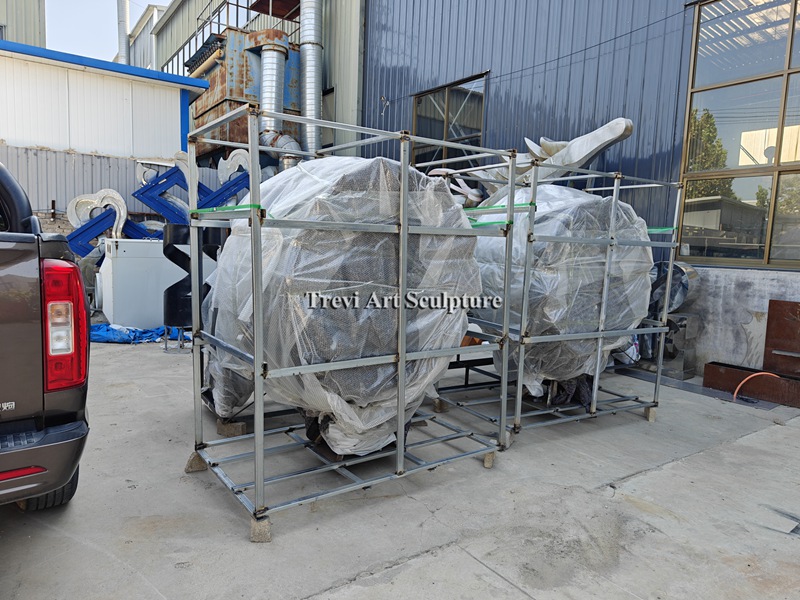 Large stainless steel kinetic wind art sculpture packing