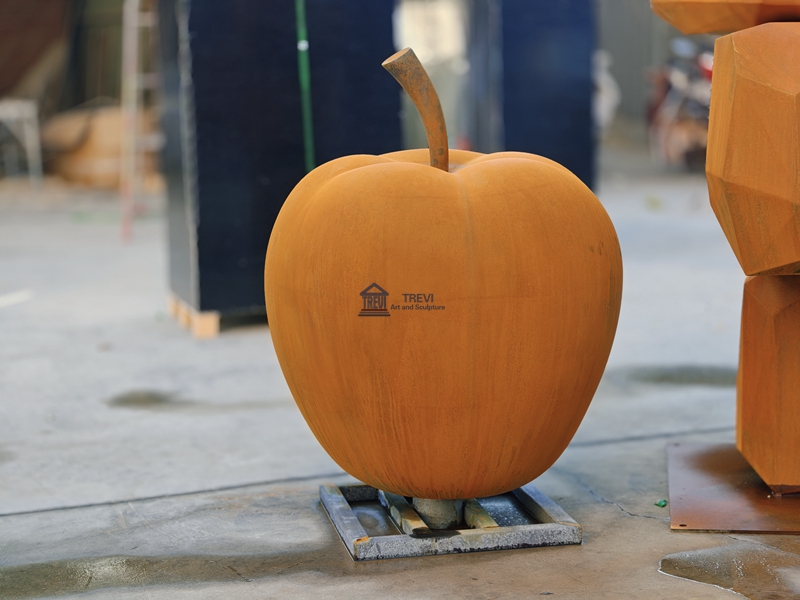 corten steel apple statue