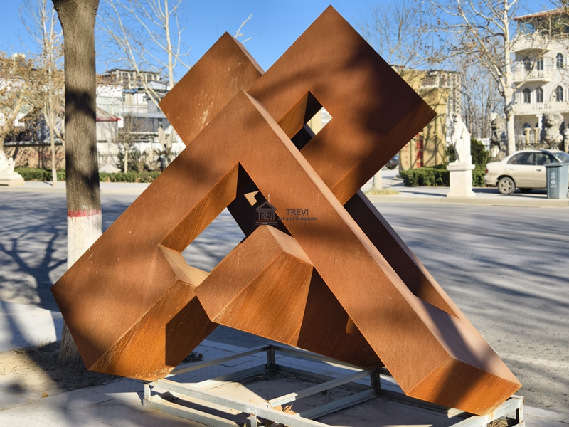 large corten stee statue
